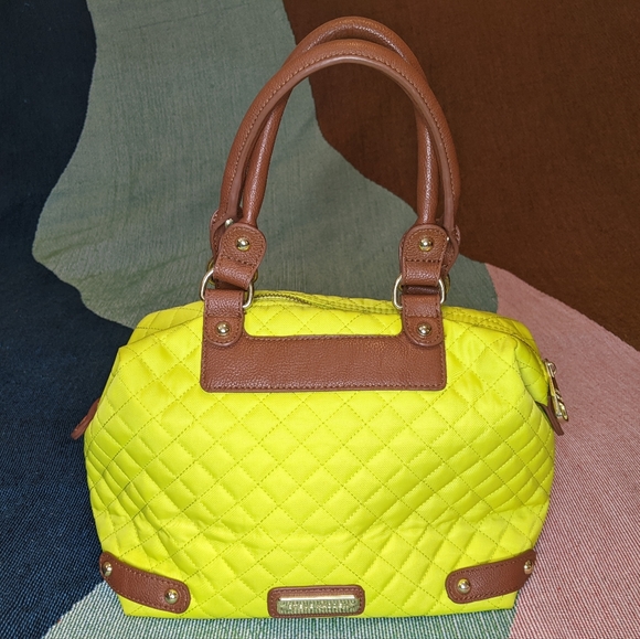 Steve Madden Neon Green Brown Handle Shoulder Handbag - Picture 4 of 10